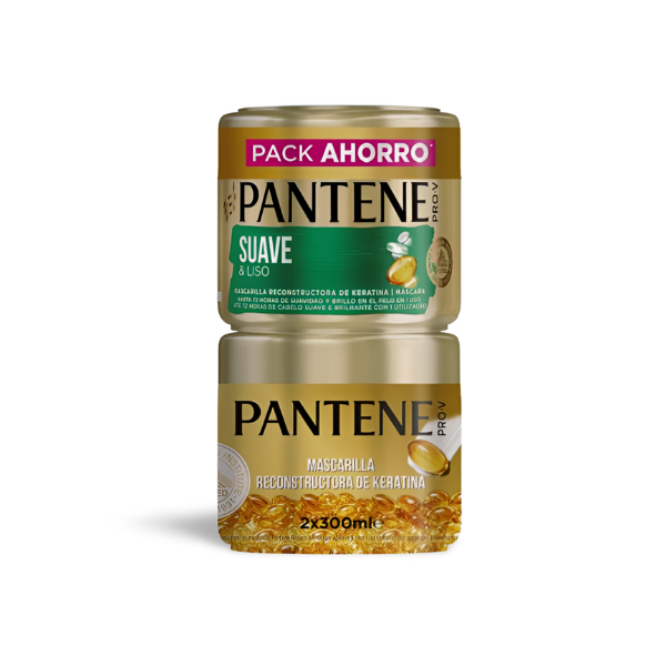 Pantene  Mascarilla Suave & Liso, Pack de 2x300ml, Control de Encrespamiento