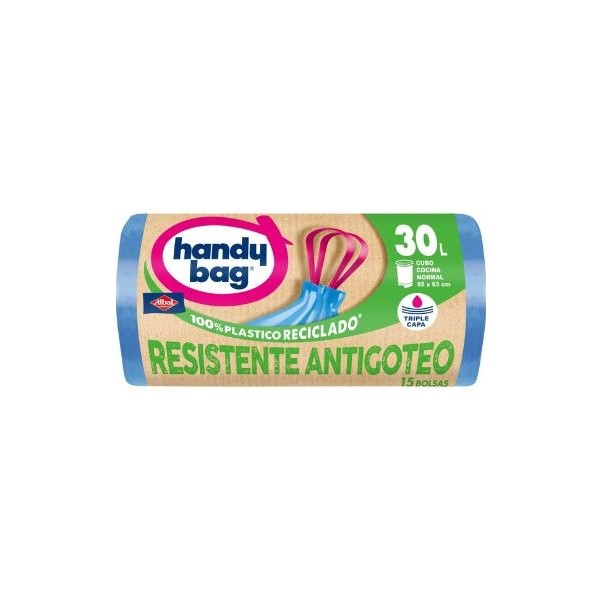 Handy Bag bolsas basura Antigoteo 30L 15 + 3 bolsas GRATIS